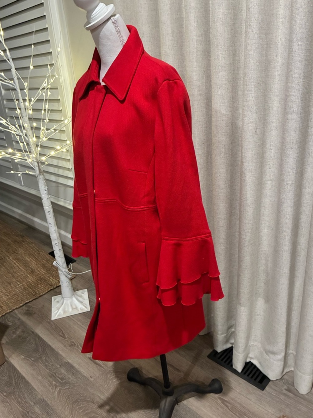 ❤️ INC International Concepts Red Jacket XL Ruffle Tiered Sleeve ❤️ - Picture 5 of 7